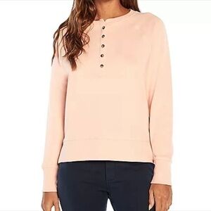 Gap Peach Henley Sweatshirt Ladies Large NWT